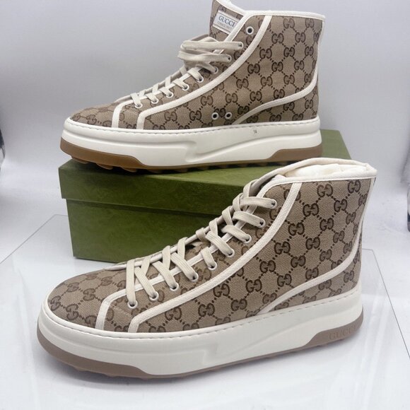 Gucci TENNIS 1977 TRECK HIGH GG JACQUARD SNEAKER Interlocking Mens UK 14 US 14.5 - Picture 6 of 16